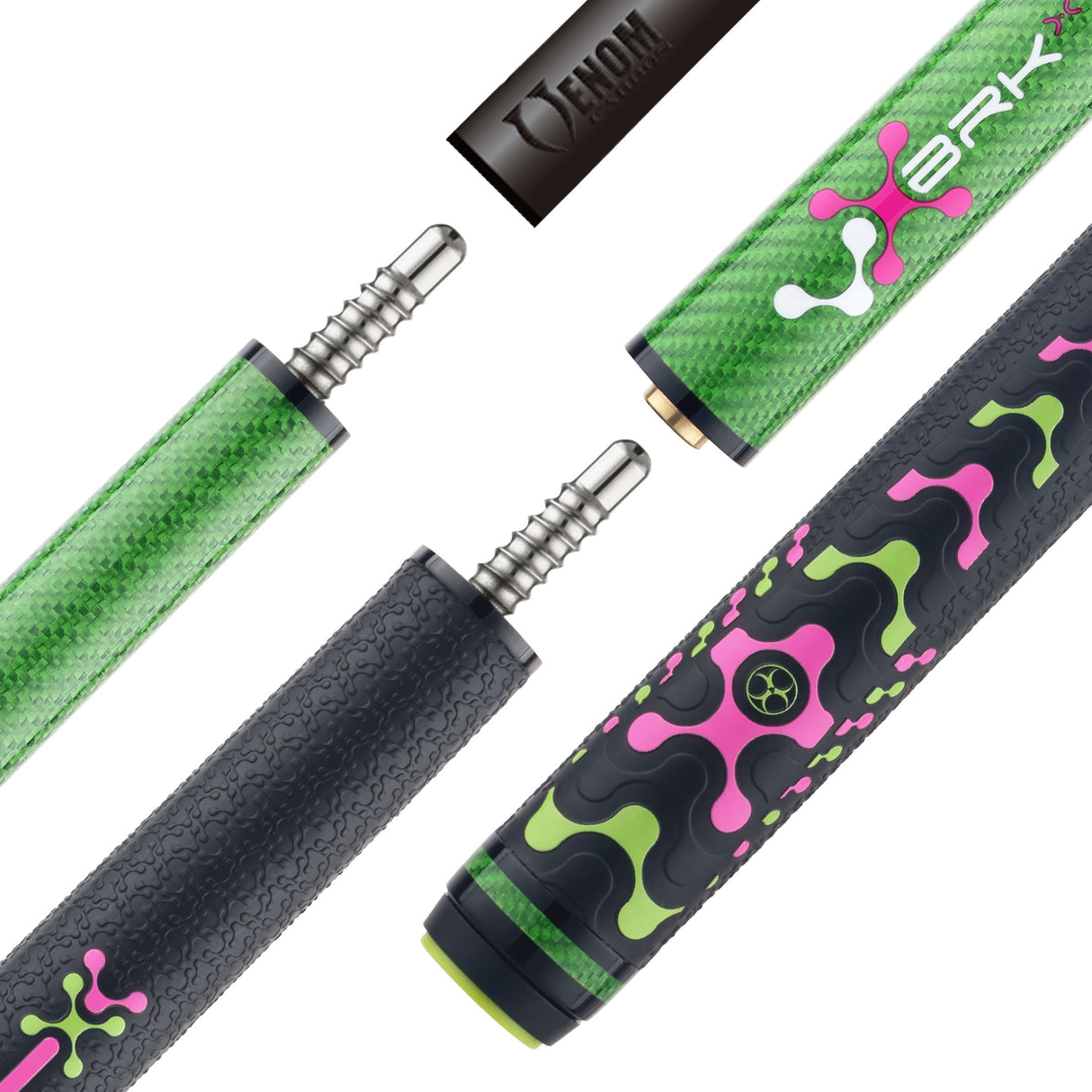 Poison VX Jump/Break Cue with Venom Carbon Fiber Shaft-Green/Pink