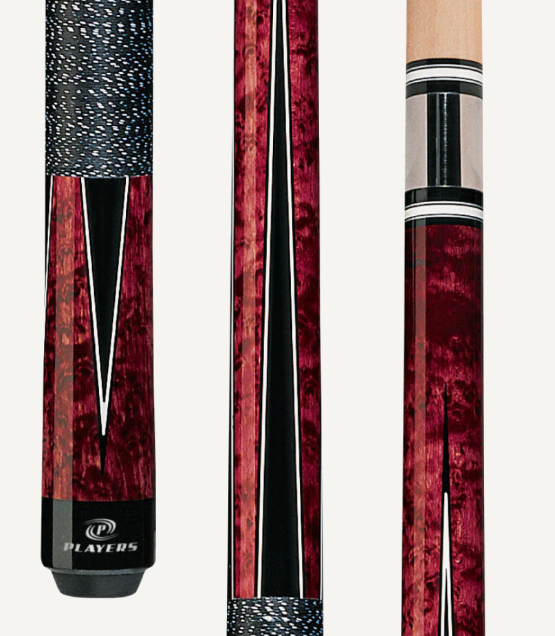 Players Crimson & Black Cue with Black/White Linen Wrap