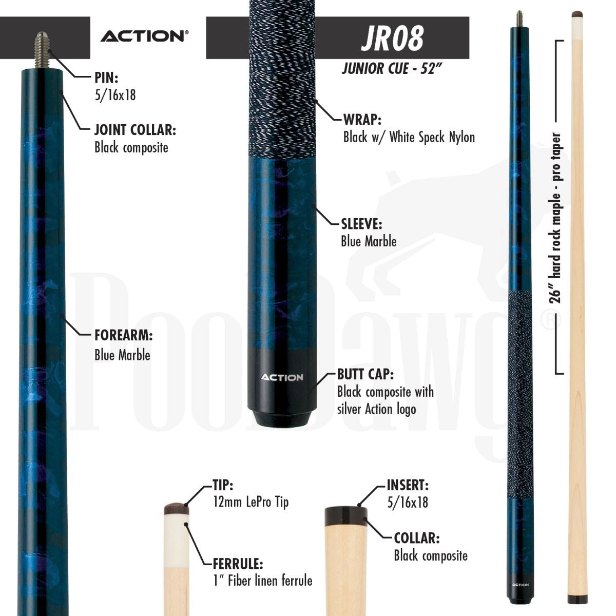Action JR08 52 Inch Junior Pool Cue
