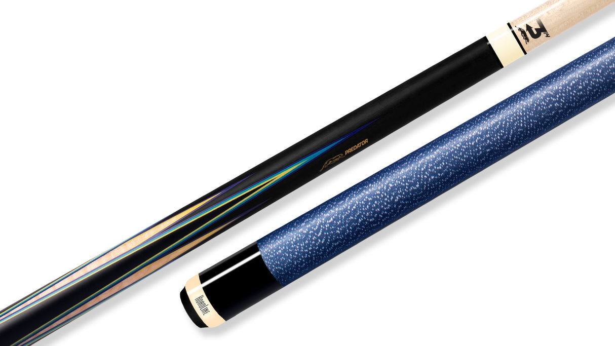 Predator 8 Point Sneaky Pete Black/Curly/Blue Points Linen Wrap Pool Cue