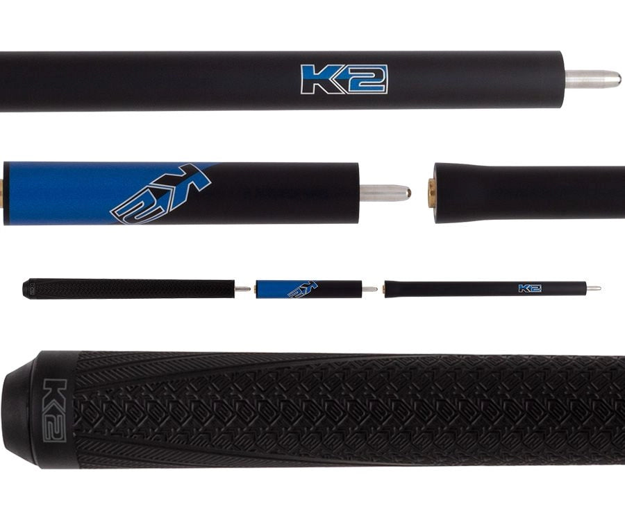 K2-5 in 1 Break/Jump Cue - Blue with Sport Grip Wrap