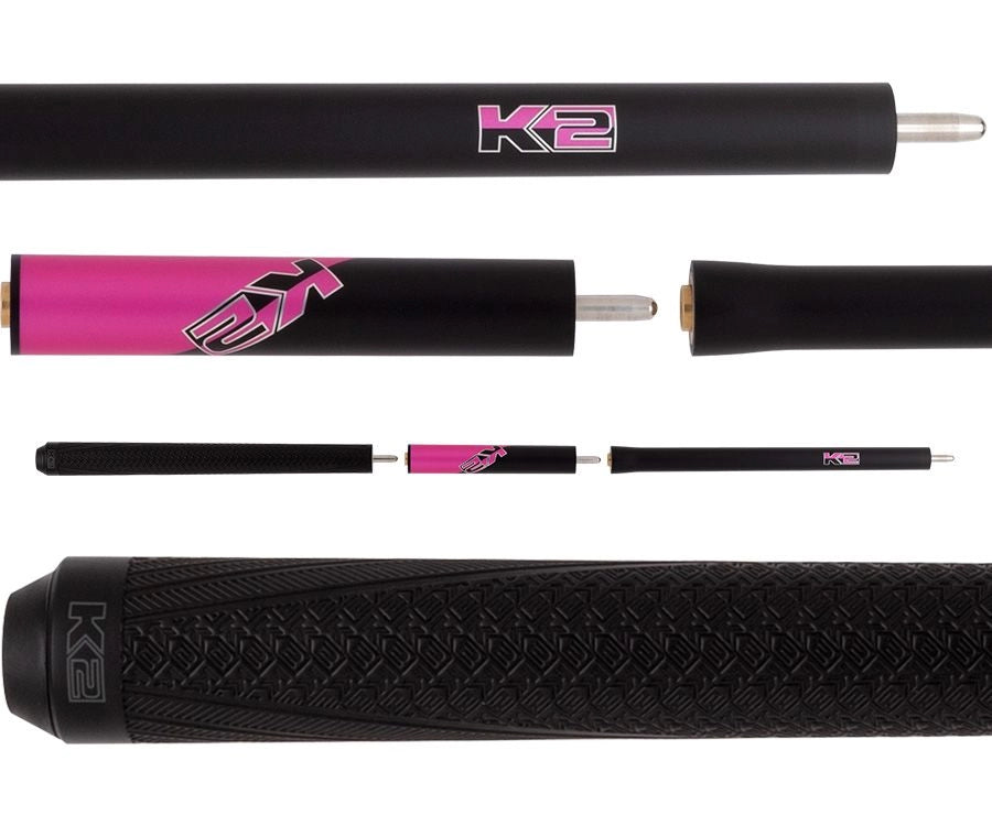 K2-5 in 1 Break/Jump Cue - Pink with Sport Grip Wrap