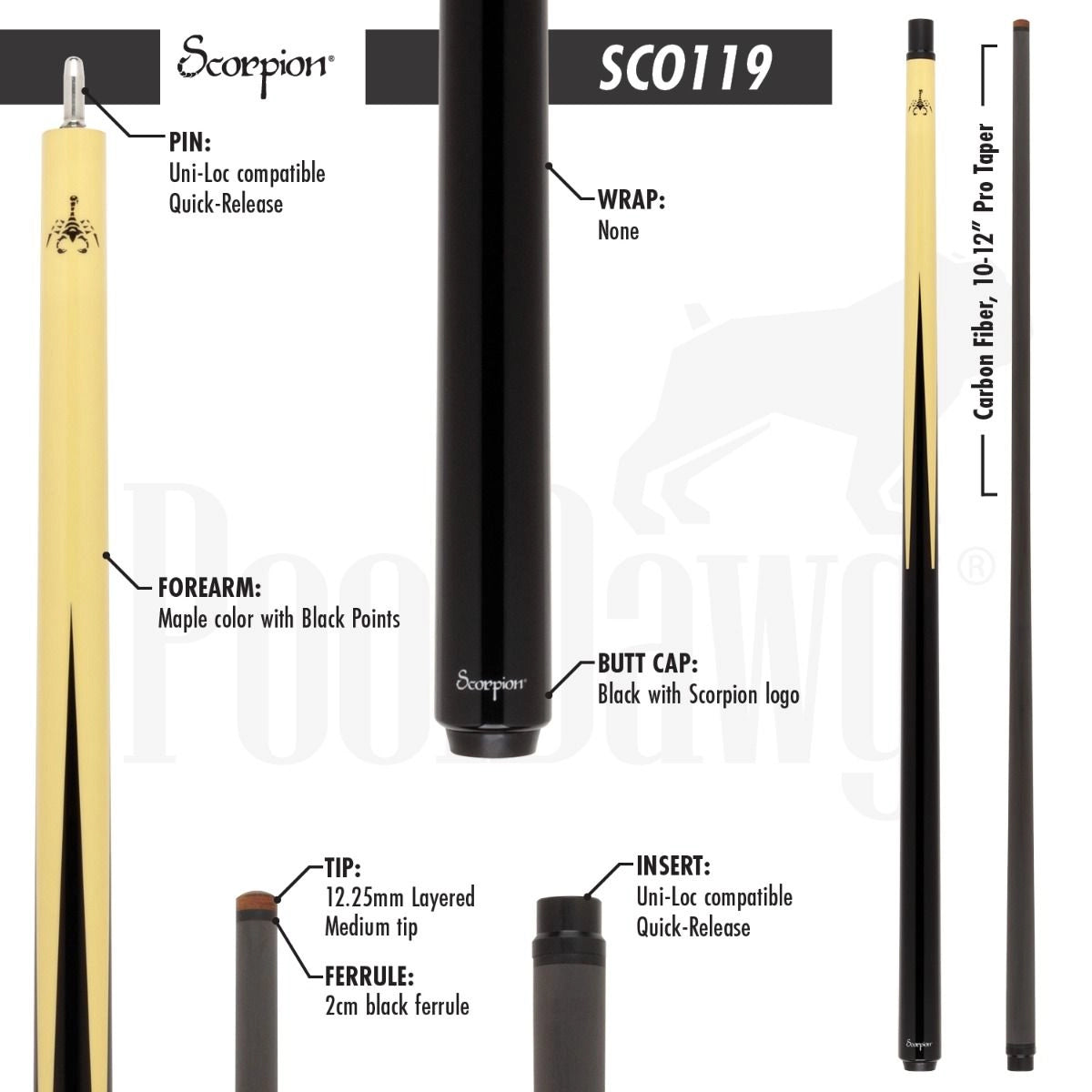 Scorpion SCO119 Carbon Fiber Pool Cue