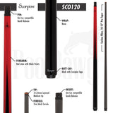 Scorpion Carbon Fiber Sneaky Pete Pool Cue - Red
